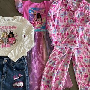Barbie Girls' Pink and Purple Pajama Set with Printed Top & Pants